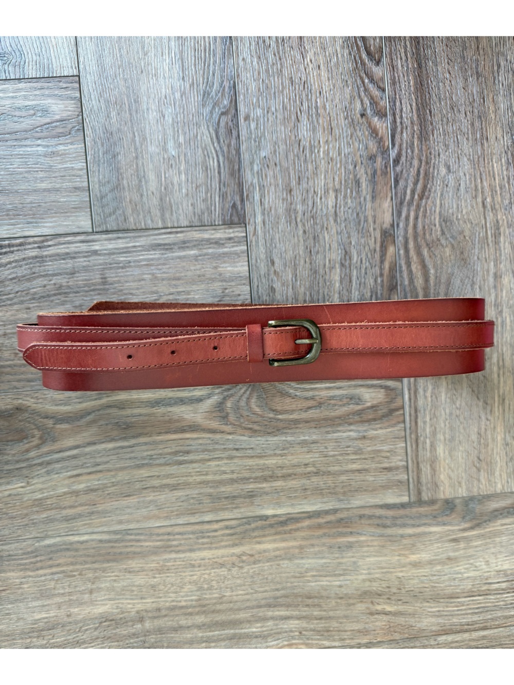 Anthropologie Leather Obi Waist Belt - Cognac
